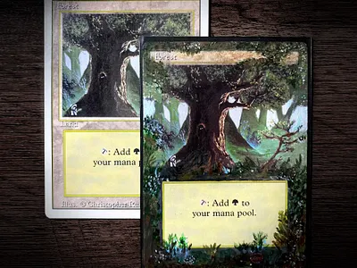 Magic: The Gathering Forest Alter acrylic alteration art collectible fantasy forest illustration magic magic the gathering mtg