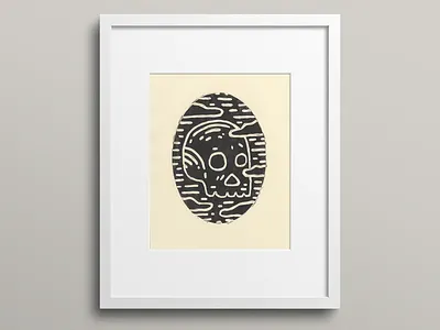 Skull In Clouds clouds illustration skull skull art woodcut