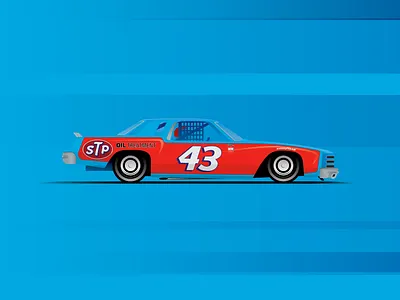7x 43 7x car car art champion illustration illustrator jimmie johnson motorsports nascar racing richard petty stp the king vector