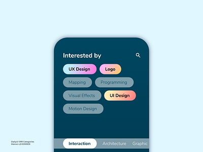 DailyUI 099 Categories 099 99 application card categories daily 100 challenge daily ui dailyui dailyui 099 dailyuichallenge design mobile search ui