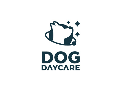 Dog DayCare brand branding care clean design dog flat graphic design logo logo design minimal modern negative space planet puppy space stars typography universe