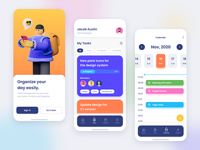 Task Manager App 3d 3d ilustration app app design colorful design figma figmadesign illustration ios ios app design management mobile mobile design sketch task ui ux