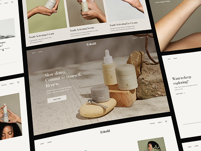 Web Design for Eskafil Skin Care 3d brand care cream design effect eye face identity landing minimal outer page presentation skin ui ux web website