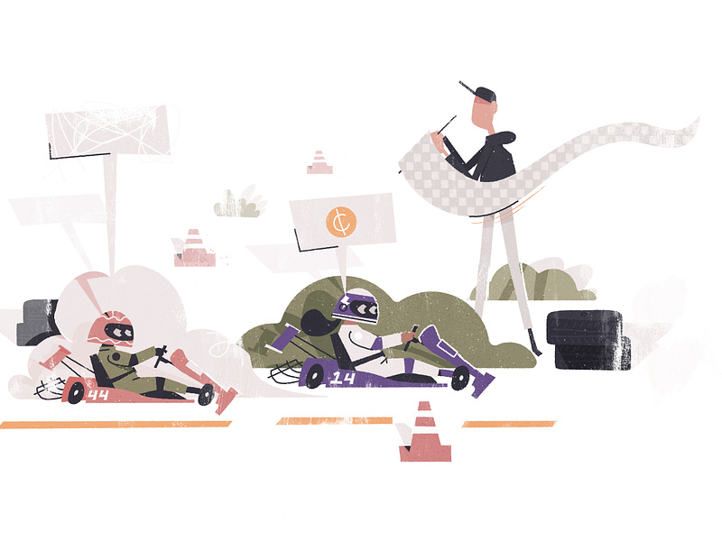 Small Businesses - Go Karts car character competition competitive flag go karts illustration kart karthick studios kids race race car racing simple speeding