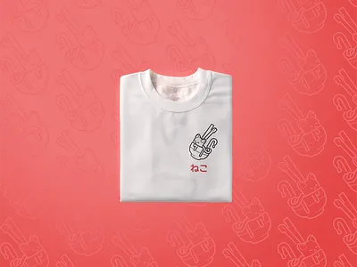 Neko Ramen art clean design flat illustration illustrator minimal neko noodle noodles red vector