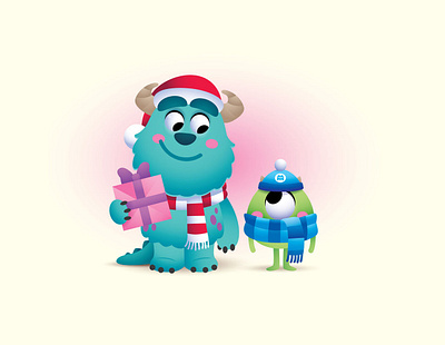 Mike and Sulley adobe illustrator character design cute disney illustration jerrod maruyama jmaruyama kawaii pixar vector