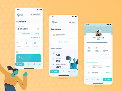 Donation & Volunteering App app app design banco bank design donate donations gamification internet banking ngo ong profile ui ui design