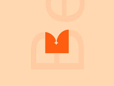 B+👑 abstract abstract logo b bella bou branding clean crown logo minimal orange pastel pictorial mark simple sparkle square star