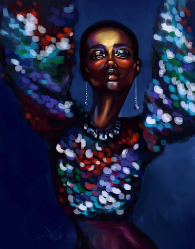 Bling bling colorful digital art digital painting drawing emotion glitter mood portrait sparkle woman
