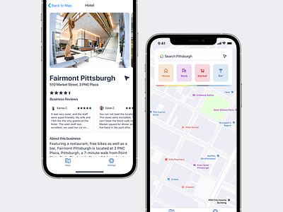 Qwant Maps iOS app—OpenStreetMap Client Concept app apple apple maps concept google google maps ios iphone maps navigation qwant search travel ui