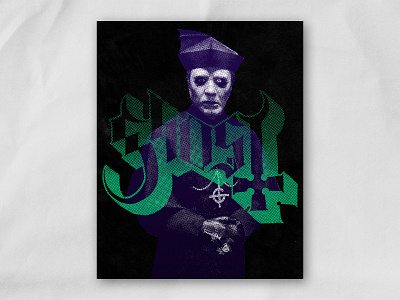 Ghost — Halftone Poster black and white design distressed ghost ghost bc green halftone metal poster poster design purple texture truegrittexturesupply typography