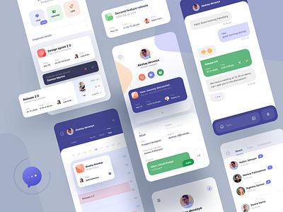 Time management & scheduler app app blue call cards chat clean dashboard green kit message minimal mobile modern presentation profile schedule theme ui ux video call