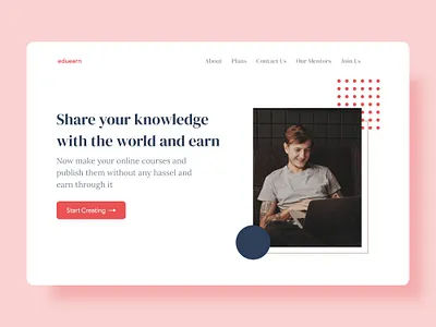 Eduearn Landing Page courses design education elearning landingpage minimal typography uiux web web design website