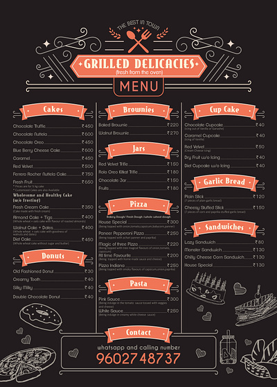 Grilled Delicacie Menu Card