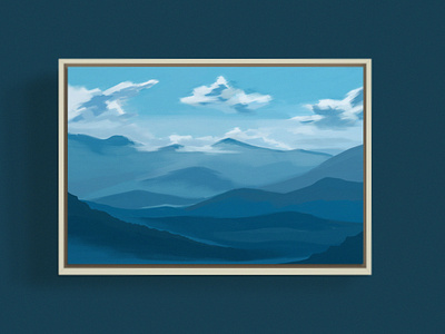 Smokey Mountatins blue blue and white clouds forest haze illustration impressionism minimal mountains national park north carolina painting shades smokey state park