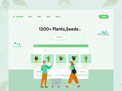 PlantMall - Web Header buy environment green mobile plant planting plants plants app seed sell shopping soil tree web design webheader