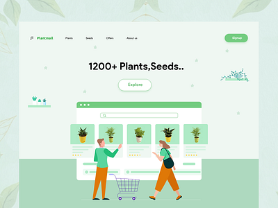 PlantMall - Web Header buy environment green mobile plant planting plants plants app seed sell shopping soil tree web design webheader