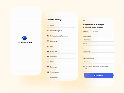 Online Travel App Signup adobexd app design design travel travel agency travel app ui ui design uiuxdesign user experience user interface user interface design userinterface ux ux ui ux design uxdesign