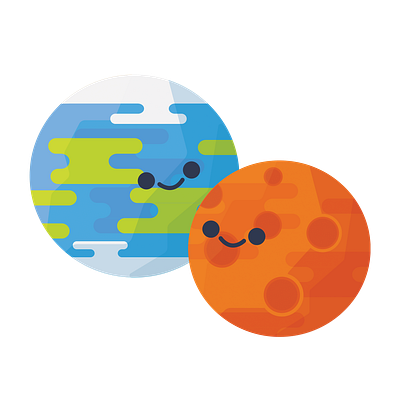 Sister Planets art design earth flat icon illustration illustrator mars planet simple smile solar system vector