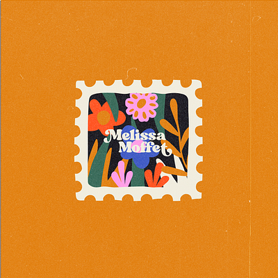 Melissa Moffet Stamp Illustration 70s branding coach branding coaching flower illustration flowers icon logo postage stamp stamp stamp design typography