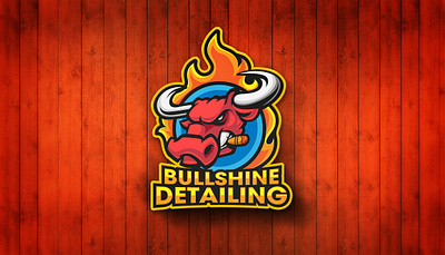 Bullshine Detailing animal branding bull bull logo cartoon fire gaming horn illustration mascot mascot logo mascotlogo red sports