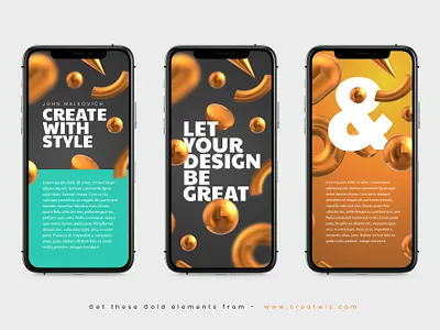 UI design using 3D Gold elements 3d 3d art branding cinema4d creatwiz design gold golden graphic design icon minimal shiny symbol ui ui design user interface ux ux design web