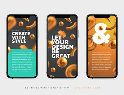 UI design using 3D Gold elements 3d 3d art branding cinema4d creatwiz design gold golden graphic design icon minimal shiny symbol ui ui design user interface ux ux design web