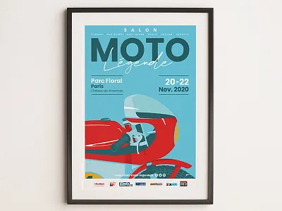 Poster moto legende 2020 affiche bike blue graphic illustration illustrator cc motorcycle oldschool poster art red typography vector vintage