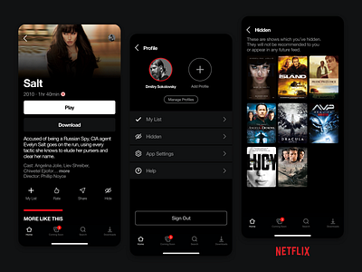 Netflix - Hide Feature Concept black clean digital design hidden hide hide feature interface movies netflix new feature product design redesign series simple ui ui design user interface ux ux design white