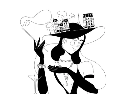 Fancy - inktober 2020 day7 black and white blackandwhite girl character illustration inktober inktober2020 paris vector woman art