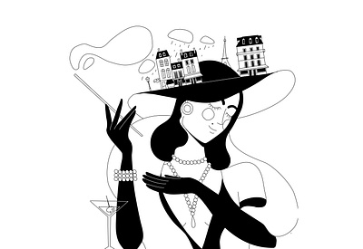 Fancy - inktober 2020 day7 black and white blackandwhite girl character illustration inktober inktober2020 paris vector woman art