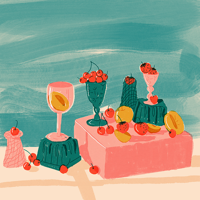 Still Life brush colors composition design dribbble editorial illustration foodillustration fruitillustration fruits illustration procreate summer texture