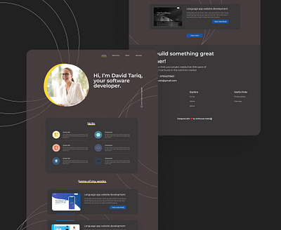 Dark mode of web developer portfolio app black dark dark app dark mode dark theme dark ui icon minimal typography ui ui ux uidesign uiux ux web web design webdesign website website design