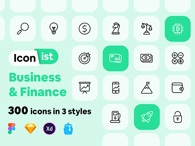 Business & Finance 2 (Iconist) app bitcoin business coin creditcard design dollar finance gold icon icon set line lock money petrol symbol ui ux vector