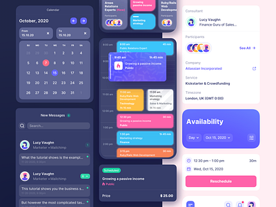 Calendar For Scheduling Consultations Mobile App agenda app calendar clean consultation events ios meeting message mobile mobile app mobile ui planning timeline ui