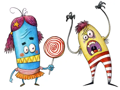 Little Monsters 1 character children book illustration childrens illustration colored pencil funny character illustration monster traditional illustration watercolor watercolor painting
