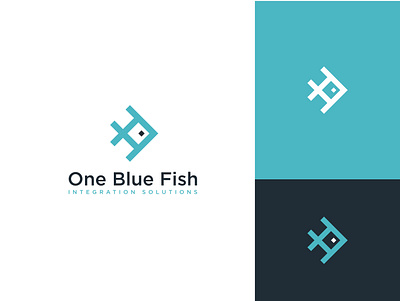 One Blue Fish 2d brand design brand identity branding colorful company concept creative design fish fish logo flat graphic design icon logo logo design minimalist modern typography vector