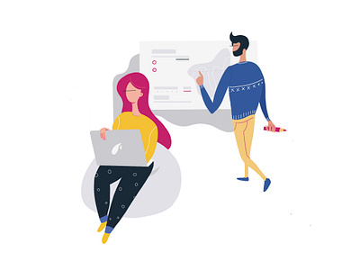 Office man and women work intensely character design flat illustration illustrator man office office space scene vector woman work work in progress workplace
