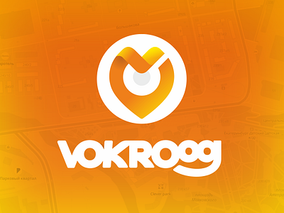 “Vokroog” logo & sign beta brand design brand identity branding business concept forsale geotag logo logodesign logotype naming network russia smallbusiness social media design social network socialmedia web service branding