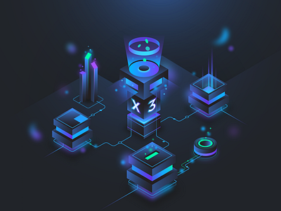 Tron Crypto Smart Contract Isometric Illustration branding crypto crypto currency futurism futuristic illustration isometric isometric design isometric illustration ui