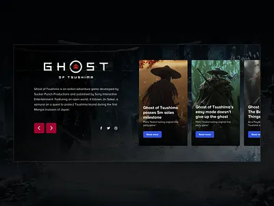 Ghost of Tsushima - Info Block card design desktop gaming ghost of tsushima landing page playstation sketch ui user experience user inteface ux video games xbox