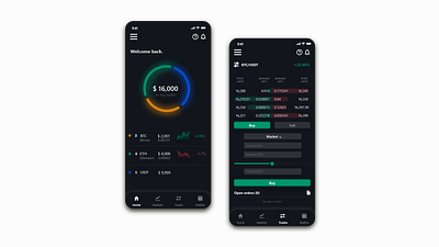 Exchange app | Dashboard and Trades app design bitcoin crypto crypto wallet cryptocurrency design exchange finance trade ux