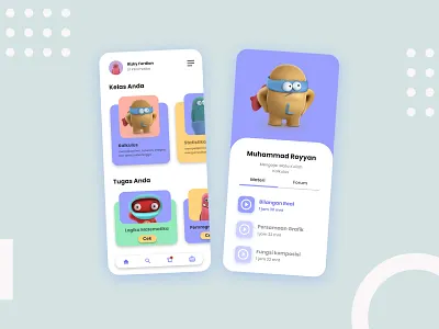 Kelas Online app design illustration minimal ui ux