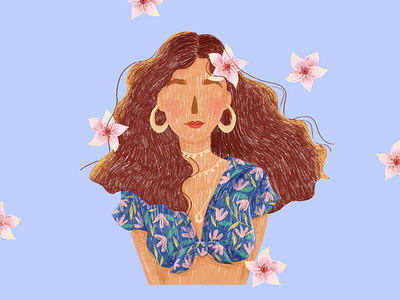 Dtys Character Illustration art boho character design chic digital editorial design fashion illustration feminine flowers girl girl character illustration people plants portrait procreate web illustration