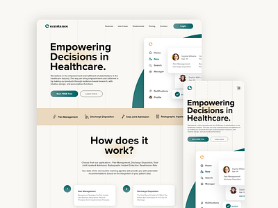 Constance - Responsive Landing Page Design Concept adobe xd animation branding clean constance design doctor druhin flat landing page medical care minimal mobile responsive design typography ui ux web app