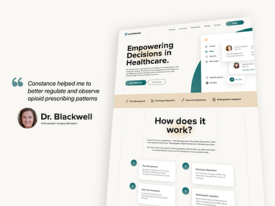 Constance - Web Design 3d adobe xd animation bold typeface branding clean constance design doctor dribbble invite druhin flat grid landing page medical care minimal typography ui ux webapp