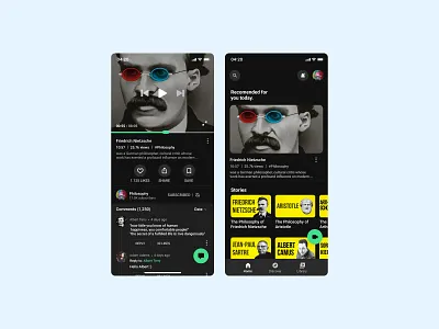 Philosophy Video Concept (Dark Mode) app app design clean dark dark app dark ui design figma figmadesign human interface ios ios app ios app design mobile philosophy player ui video