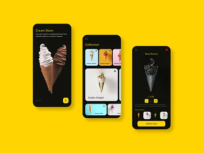 Ice Cream Store Mobile App adobe xd adobe xd design app branding design ice cream ice cream cone ice cream shop icecream mobile mobile app mobile app design mobile design mobile ui shopping store store app ui vector