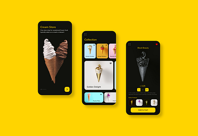 Ice Cream Store Mobile App adobe xd adobe xd design app branding design ice cream ice cream cone ice cream shop icecream mobile mobile app mobile app design mobile design mobile ui shopping store store app ui vector