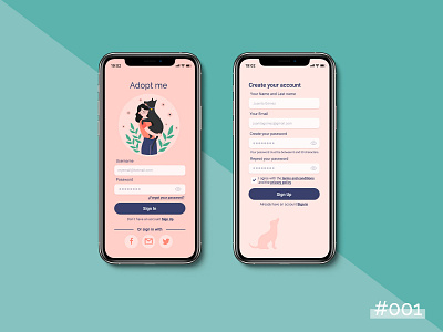 Daily UI #001- Sign Up adoption app dailyui design flat minimal pet ui ui design ux